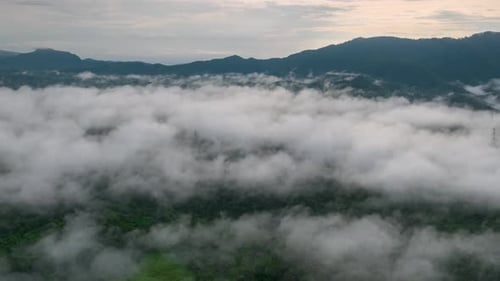 Beautiful aerial view of the valley landscape in the morning.