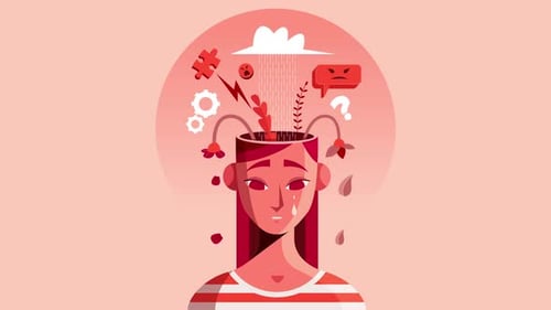 Animated Mental Health Illustration of Stress and Overthinking