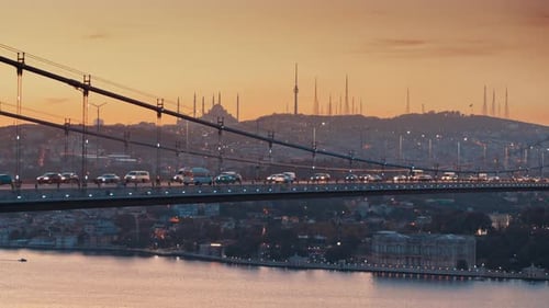 4K-Luftaufnahmen der Stadt Istanbul und der Brücke, Türkei