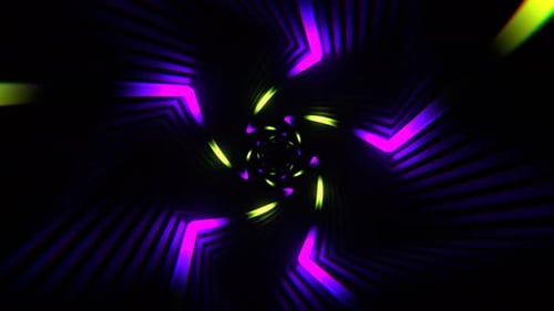 Purple And Light Green Hypnotic Spiral Neon Tunnel Background Vj Loop I 4K