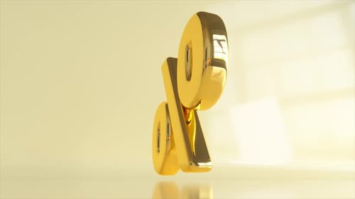 Golden Percent Sign 3D Rotation Animation