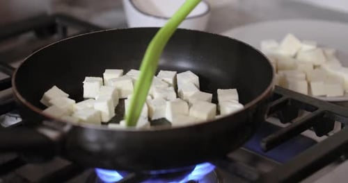Stirring Paneer In Hot Pan In 4K