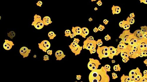 Flying Happy Face Ghost Particles Seamless Loop