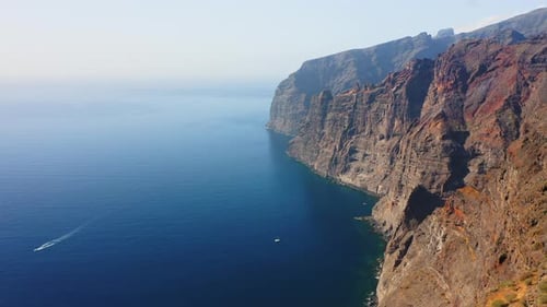 Flight Over the Slopes of the High Rocky Mountains in Tenerife