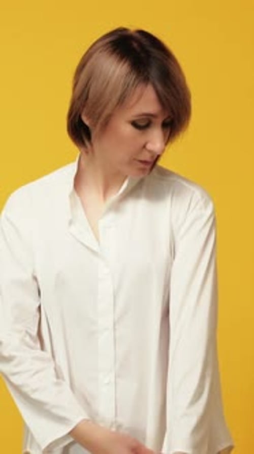 Woman Buttons and Styles Oversized White Shirt