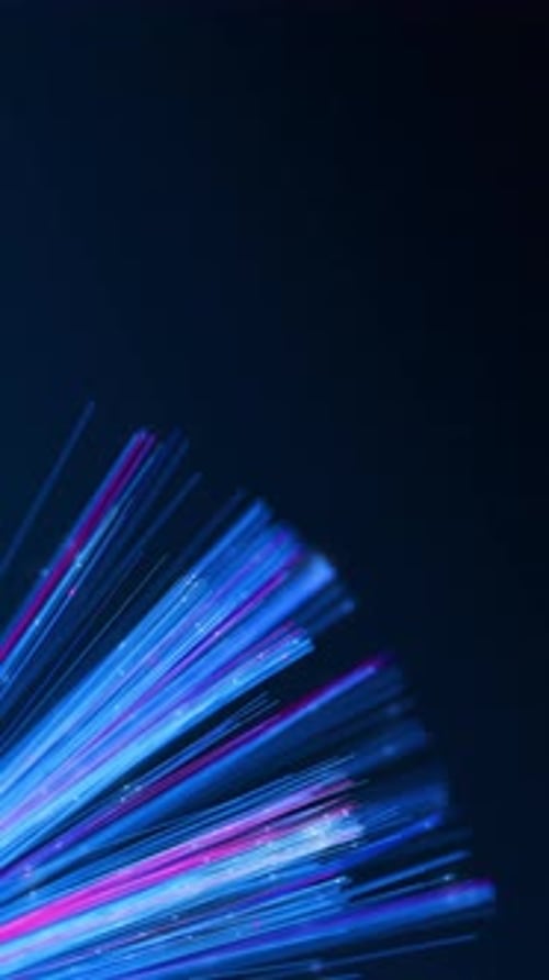 Illuminated Fiber Optic Cables with Moving Data Glowing Internet Data Streams Digital Transmission