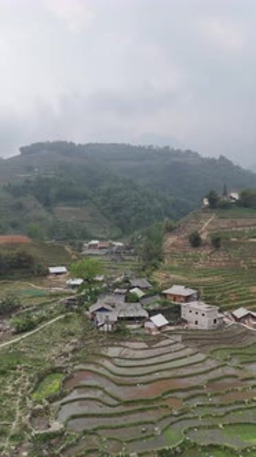 Vídeo aéreo sobre as belas paisagens de Sapa Sa Pa Lao Cai, Vietnã