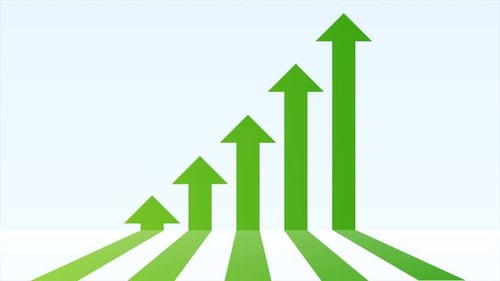 green arrows going up all over the screen, green arrows graphic increasing 4K animation