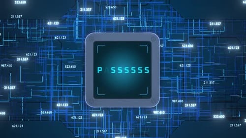 Futuristic Digital Password Reveal with Circuit Board