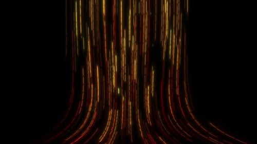 Abstract Golden Streaks of Colorful Light Trails Against a Dark Background Loop