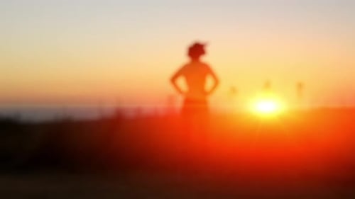 Woman Running and Warming Up at Sunrise in Africa Action