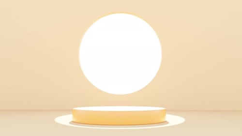 Podium Stage Realistic Yellow and White 3D Cylinder Pedestal Empty Mock Up