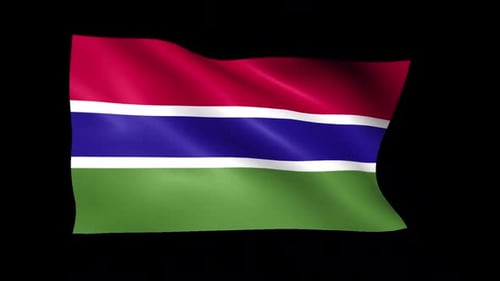 Realistic Seamless Loop Waving Flag of Gambia