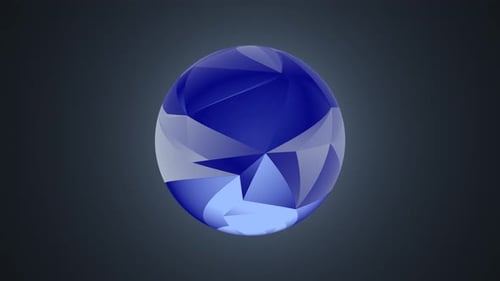 Abstract Geometric Rotating Blue Crystal Sphere Background