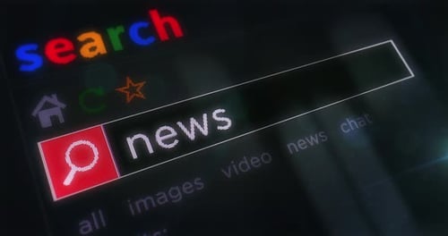News information text typing on browser screen