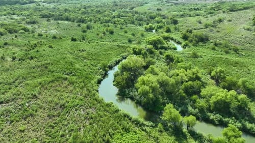 volando sobre un río sinuoso