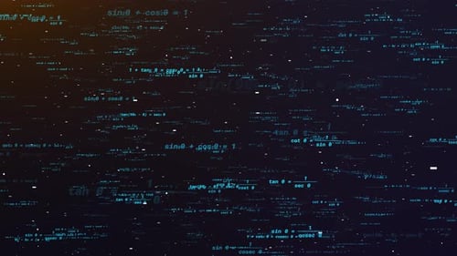 Flowing Mathematical Equations and Digital Data Stream Background