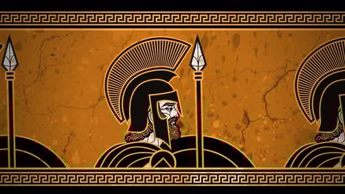 Ancient Greek Warriors Ornamental Scrolling Loop Background