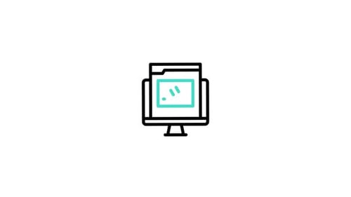 Line Art Monitor Icon Animating File and Play Button