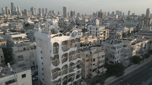 Aerial view of The Crazy House in Tel Aviv, Israel