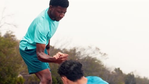 Mountain, support and friends with help for fitness, hiking and exercise for adventure in nature