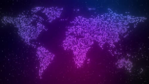 Futuristic Global Data Network Digital World Map Animation