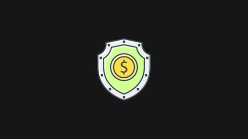 Flat Design Financial Security Shield Icon Animation