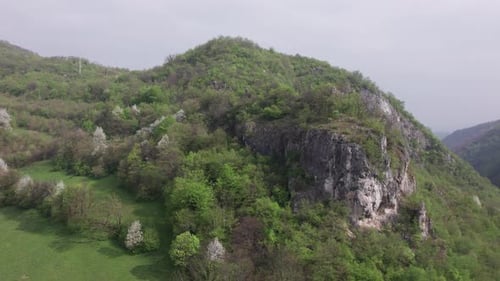 Aerial view of a mountain covered with beautiful forest