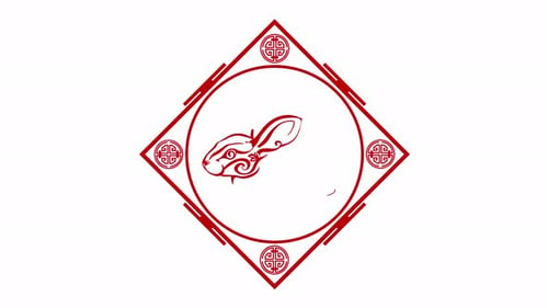 Traditional Chinese New Year Rabbit Decorative Frame Animation