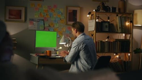 Overjoyed Freelancer Winning Green Screen Project