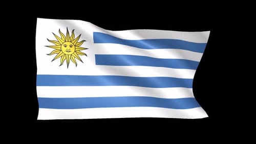 Animated Uruguay National Flag Waving Seamlessly