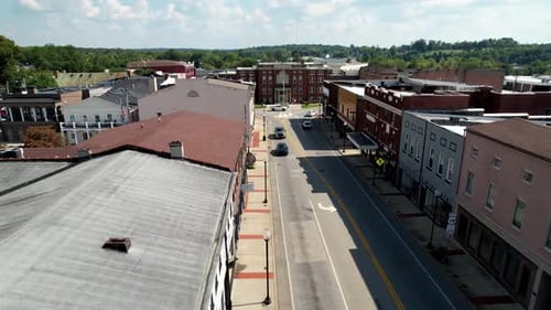 Aerial flying toward the courthouse in Elizabethtown Kentucky