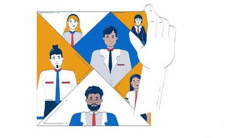 Team building business doodle animation