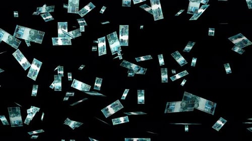 Realistic Falling 100 Brazilian Real Banknotes