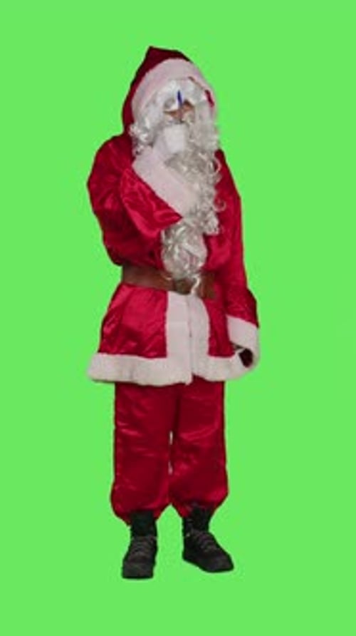Vertical Video Front View of Father Christmas Thinks About New Plan