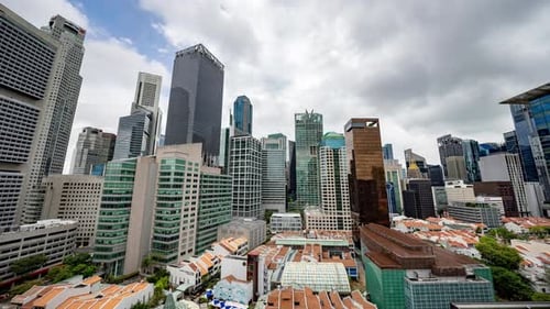 Horizonte del distrito central de negocios de Singapur