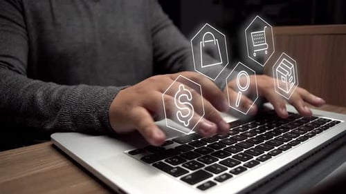 online shopping concept. person using a laptop to shop online.