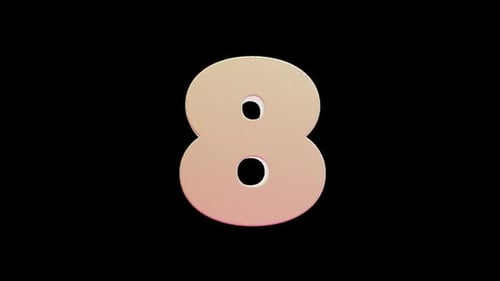 Soft Pink 3D Rotating Number 8 Animation