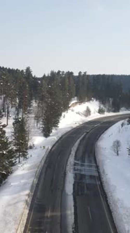 Snowy Highway in Forest