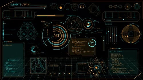 Futuristic HUD Elements with Dynamic Data Display