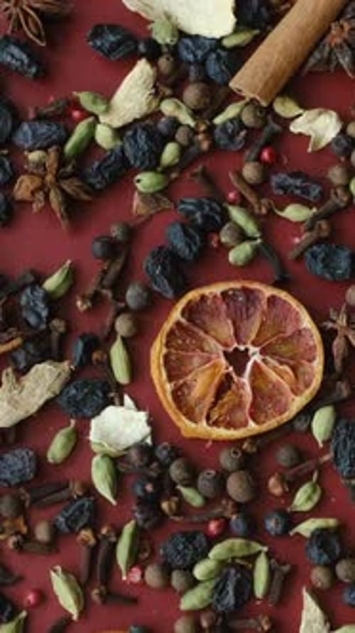 Dried fruit and spices for mulled wine ingredients