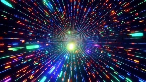 Boucle de tunnel Cyberpunk Warp Speed en néon coloré