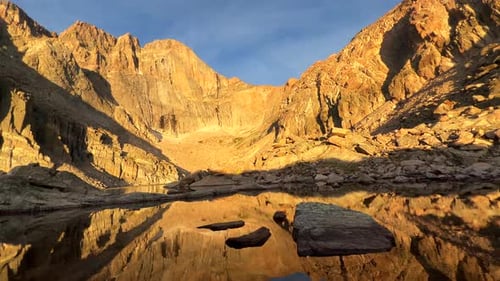 Chasm Lake sunrise on Longs Peak fourteener Rocky Mountain National Park RMNP first light summer hik