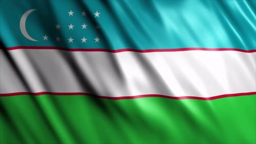 Uzbekistan Flag Waving Loop Animation