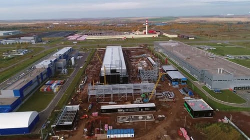 Construction Site of Powerful Production Complex Upper View