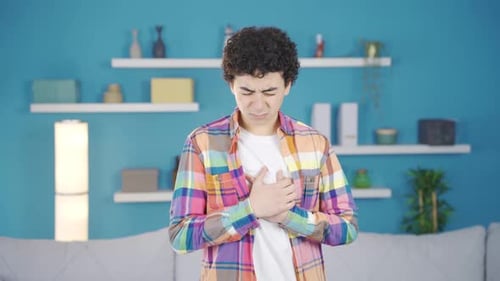 A boy with a heart attack is not feeling well.