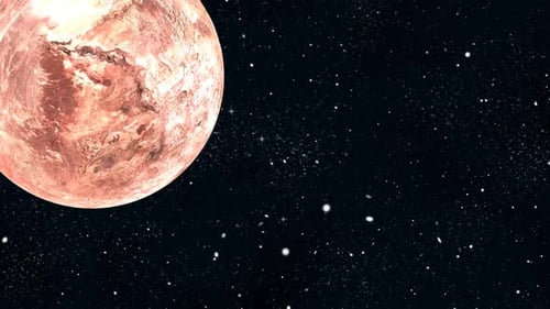 Rotating Red Planet in Distant Starry Space