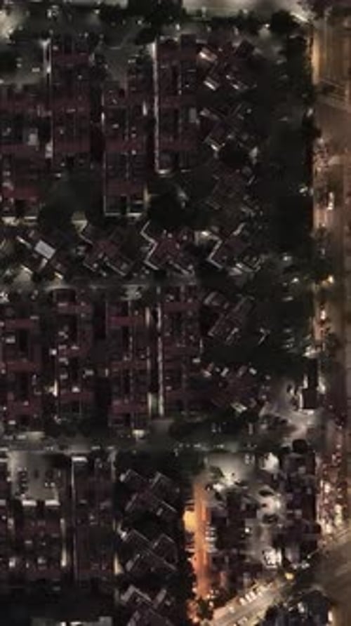 Drone shots capturing apartment complexes at twilight