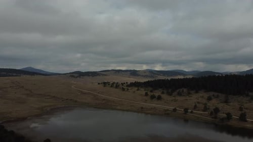 Lake View In The Forest Drone 4K