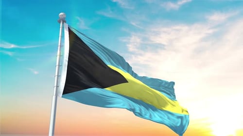 Bahamas Flag Waving Realistic